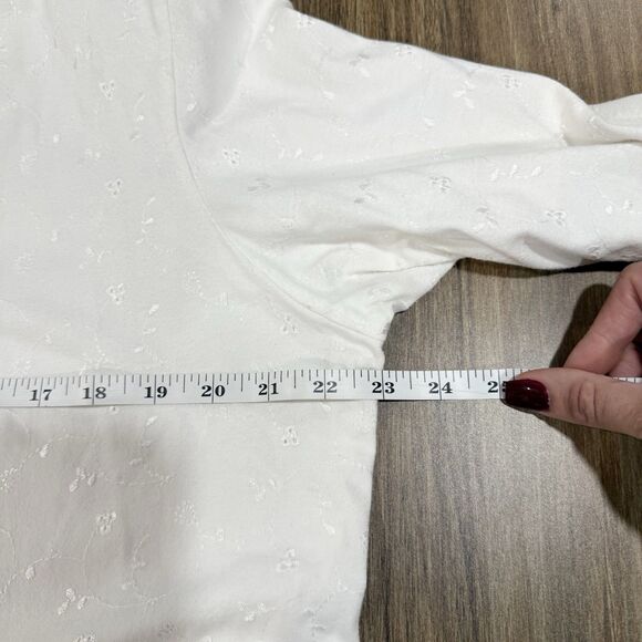 Van Heusen White Floral Eyelet Button Front Cardigan Sweater Women Size Large - Picture 4 of 6